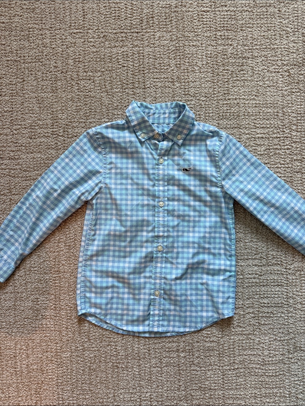 Vineyard Vines Boys Blue & White Gingham Button-Down Shirt